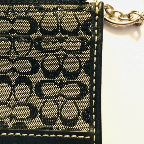 Coach black and gray leatherware signature mini wallet with key fob - Picture 6 of 6